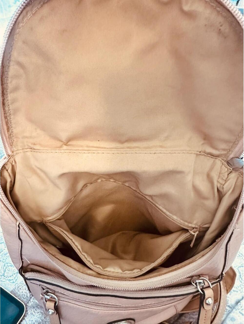 Giani Bernini Blush Pink Pebbled PVC Backpack - Picture 7 of 9